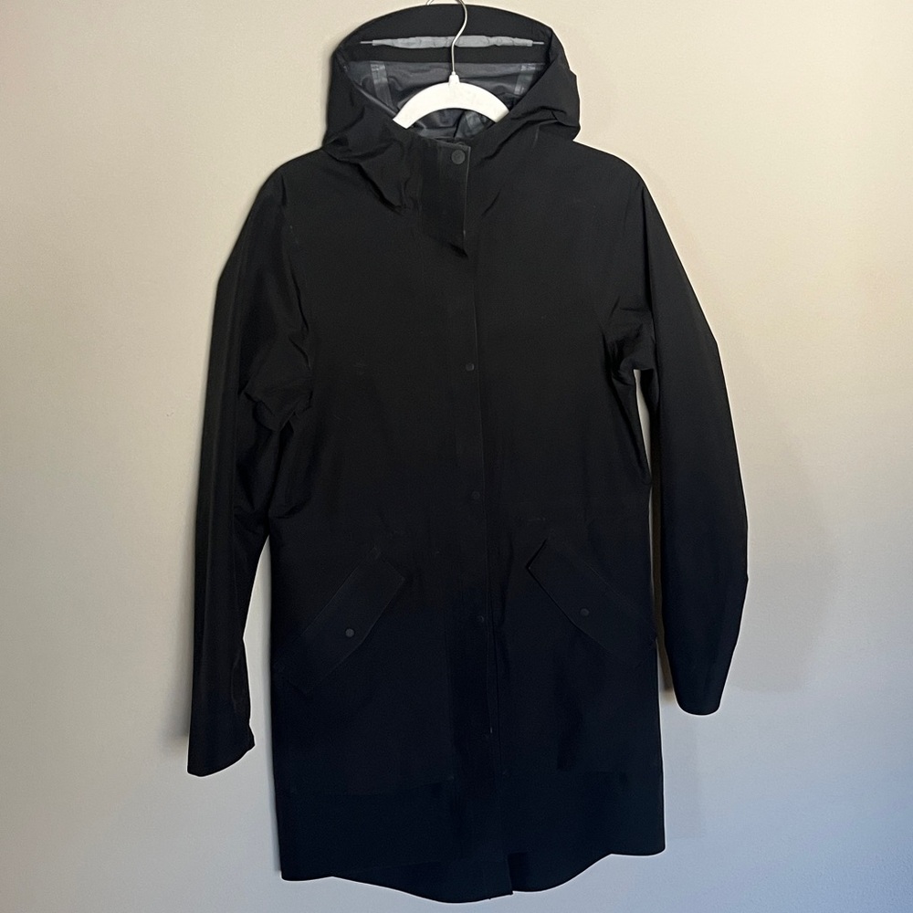 REI Black Hooded Trench Coat